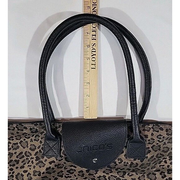 Chico’s Leopard Print Fold Up Tote Bag Zipper Top Packable Leo Roll Mini Tote - Picture 10 of 10